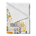 thumbnail image 2 of School Bus Soft Flannel Fleece Blanket, Creation Discovery Knowledge Experiment Art Reading Sport Doodle with Typography, Cozy Plush for Indoor and Outdoor Use, 50" x 60", Multicolor, by Ambesonne, 2 of 5