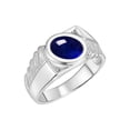 thumbnail image 3 of RYLOS Men's Rings Sterling Silver Cabochone Gemstone & Diamond Designer Sapphire Rings For Men Size 9, 3 of 7