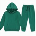 thumbnail image 2 of HCNTES Baby Boy Winter Clothes Toddler Boys Clothes Fall Winter Outfit Sets, Baby Boy 2T -13T 2Pcs Set Solid Warm Thick Long Sleeve Hooded Hoodie Sweatshirt Sweater Pants Set Outfits, 2 of 4