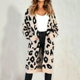 thumbnail image 6 of Women'S Cardigan Sweaters Leopard Long Sleeve Open Front Outwear Fall Winter Loose Knit Cheetah Long Cardigan Khaki S, 6 of 8