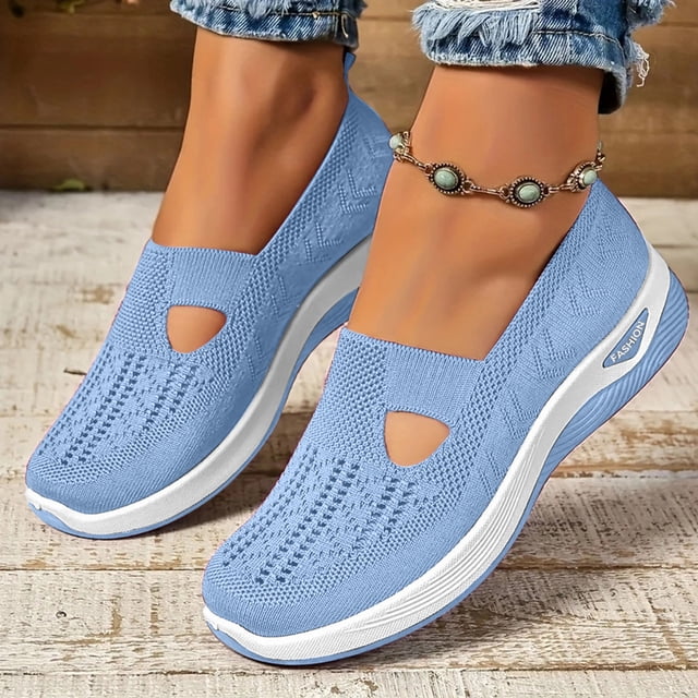 Mocassins Classiques Décontractés pour Femmes, Design à Enfiler, Chaussures Plates Polyvalentes pour le Style Décontracté et du Week-End. Bleu Clair 39