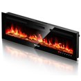 thumbnail image 1 of VISVEIL Chimenea eléctrica de 60 pulgadas, calentador eléctrico de llama realista, juego de troncos, llamas de vidrio, 750-1500 W con inserciones de temporizador, montaje en la pared, soporte de TV, v, 1 of 5