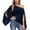 Navy, variant on CAIVO Women Off Shoulder Blouse For Lightweight Loose Fit Chiffon Batwing Sleeve Tops In Solid Color Boho Shirts