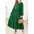 thumbnail image 4 of Vestido de niña con flores MITILLY, manga larga, corte A, 6 años, verde oscuro, 4 of 5
