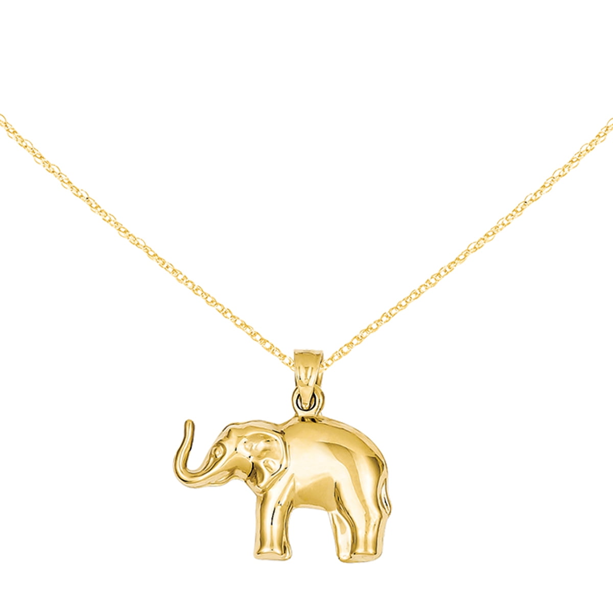14k Yellow gold Layer on Sterling Silver Highly Polish Elephant Pendant Charm 