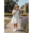 thumbnail image 4 of BemeyourBBs Toddler Baby Girl Summer Smocked Dress Little Girls Princess Birthday Baptism Wedding Party Dress Solid Color Short Puff Sleeve Square Neck A-line Dresses, 4 of 9