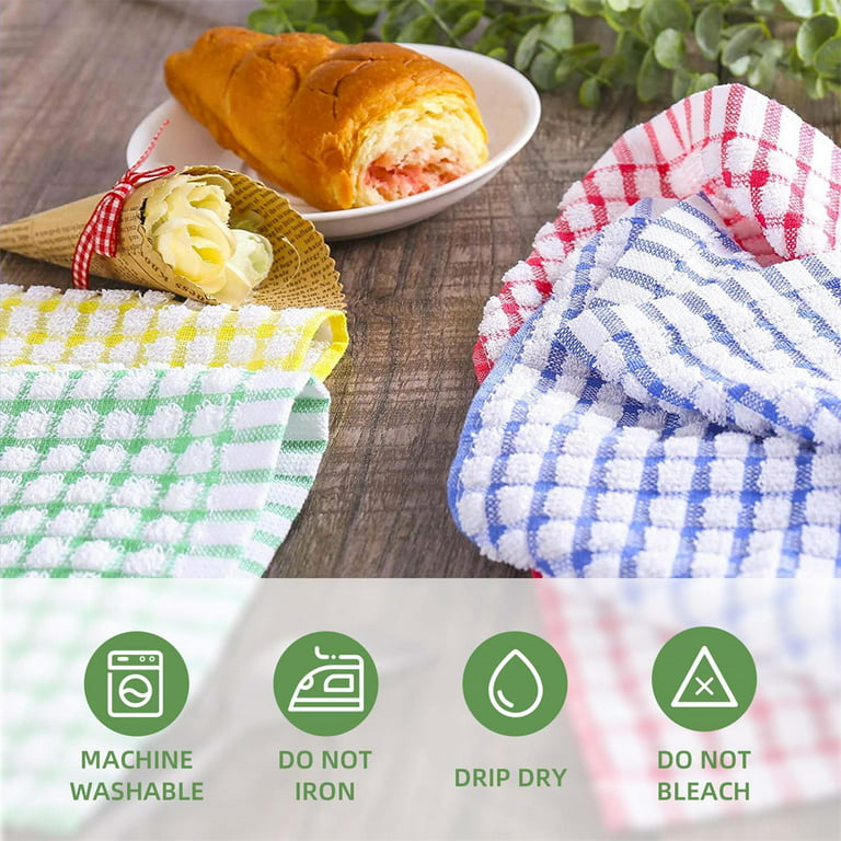 Kitchen Dish Cloths for Washing Dishes, 12''x12'' Cotton Waffle Weave Dish Towels, 12pcs Quick Drying Kitchen Rag Set for Cleaning, Highly Absorbent