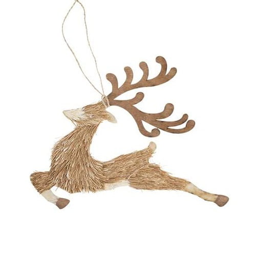 Handmade Primitive Farmhouse Country Christmas Reindeer Ornament Peg Hanger 
