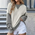 thumbnail image 2 of YUGYXL Womens Color Block Sweatshirts with Thumb Hole Fall Long Sleeve Crew Neck Oversized Pullover Tops Loose Fit Gray XL, 2 of 8