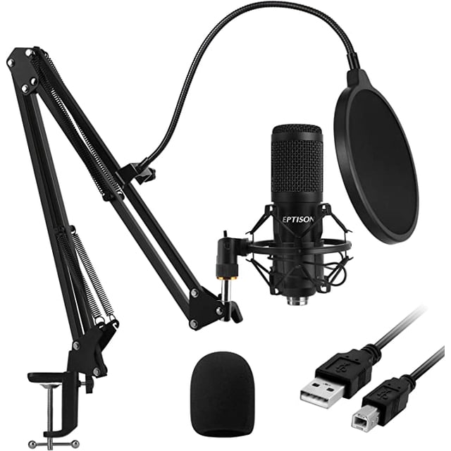 Micrófono X002R4AQTH Streaming USB Cardioide Unidericcional 100 Hz-18 KHz EPTISON Ideal para transmisión, grabación, podcasting, juegos, videos, karaoke, voz en off, etc.