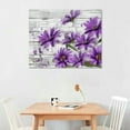 thumbnail image 2 of JEUXUS Vintage Style Purple Daisy Flower With Wood Grain Wall Art Flower Picture Canvas Posters Print Modern Floral Artwork Framed For Living Room Bathroom Bedroom Wall Painting Home Decor, 2 of 6