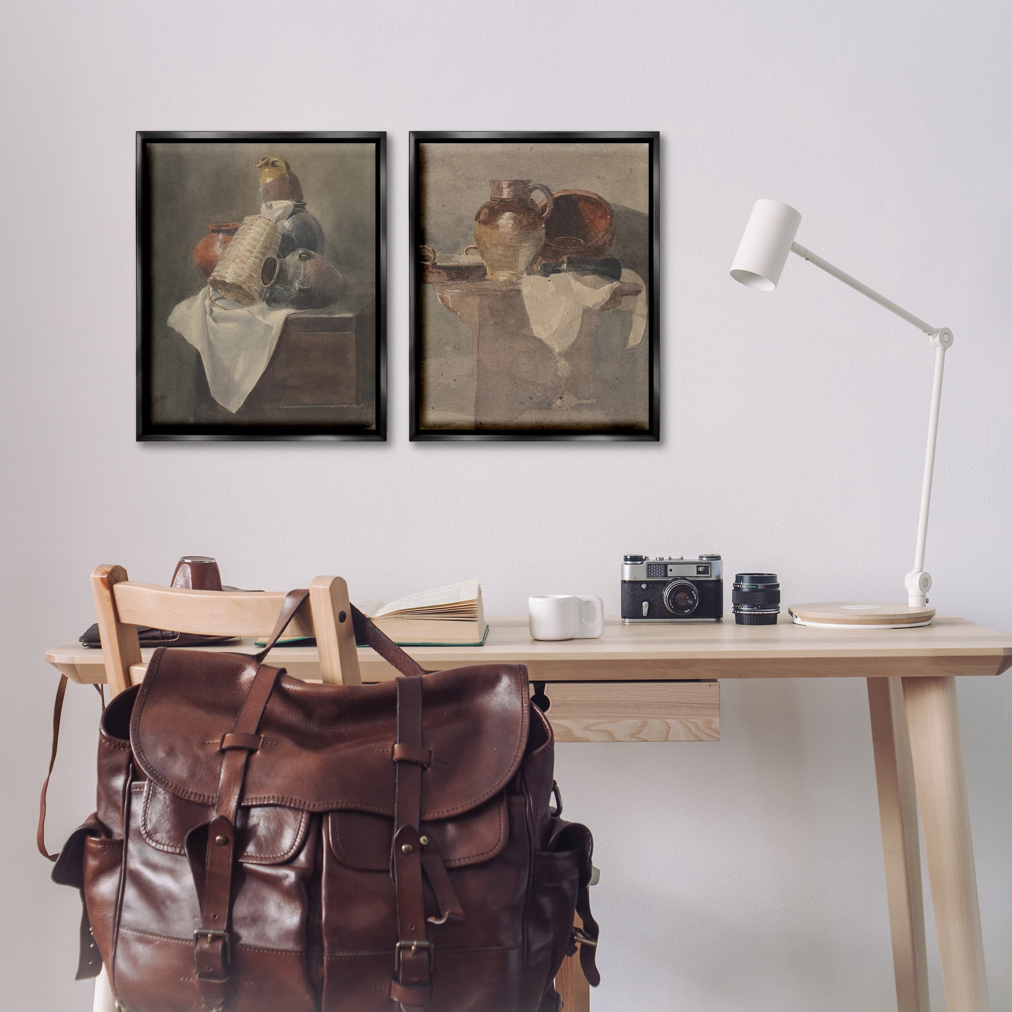 Stupell Industries Vintage Sundries Still Lifes Food & Beverage Painting Black Floater Framed Canvas Art Print Wall Art, 17 x 21, Set of 2