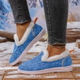 thumbnail image 3 of Snow Boots Slip on Penny Loafers for Women Casual Fleece Lined Warm Winter Warm Walking Flats Ankle Booties Light Blue Size 8.5, 3 of 7