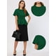 thumbnail image 2 of Blusa peplum para mujer, cuello redondo, manga acampanada, cintura con cinturón, blusa de oficina Verde XL, 2 of 6