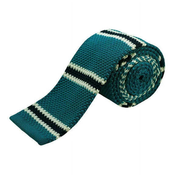 Oasis, White and Navy Blue Striped Men's Knit Tie