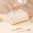 thumbnail image 6 of Creative For Women Fashion Solid Color Lager Capacity Pu Leather Candy Color Women Cosmetic Bag Travel Toiletry Bag Makeup Case Storage Bag GREY, 6 of 8