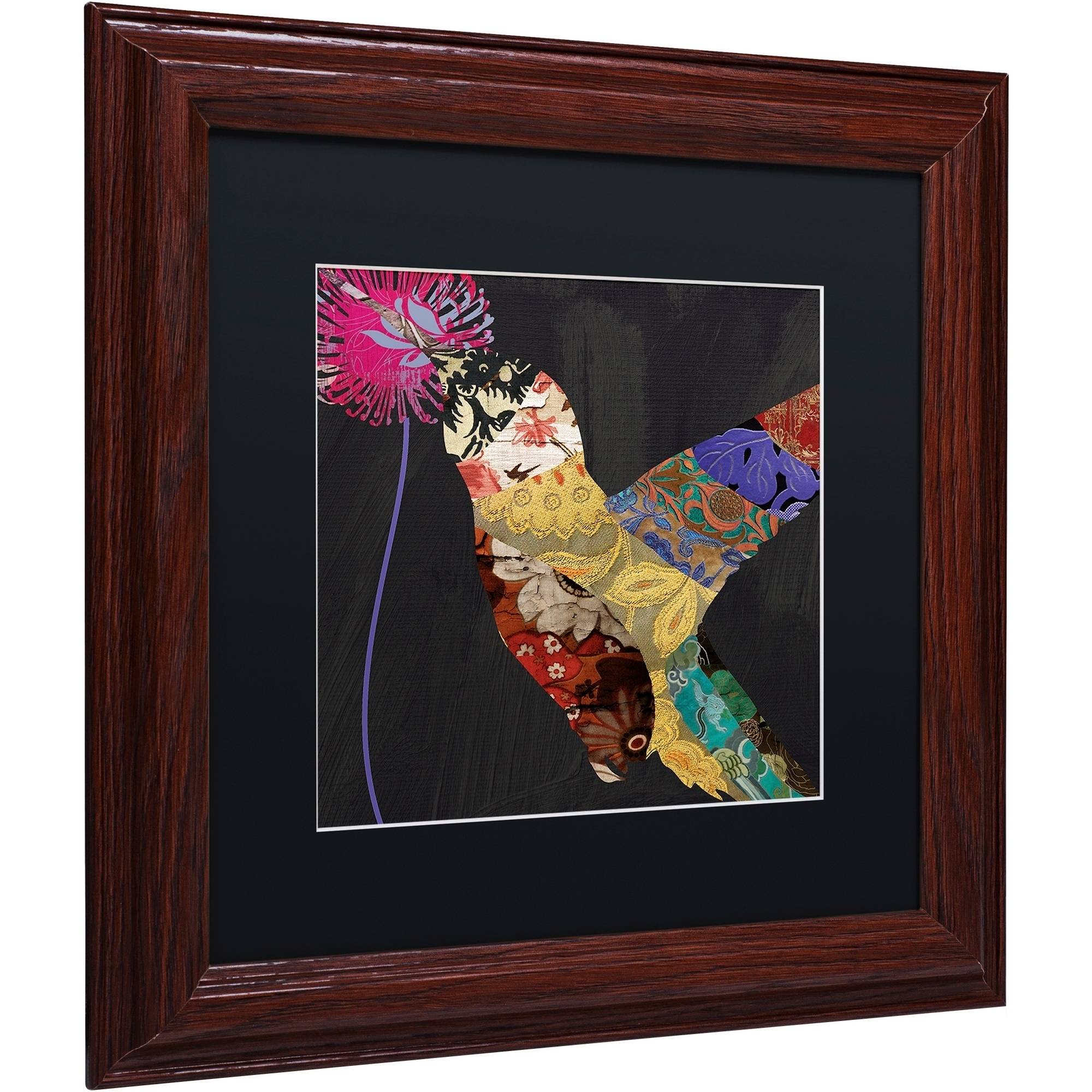 Trademark Fine Art "Hummingbird Brocade  II" Canvas Art by Color Bakery Black Matte, Wood Frame