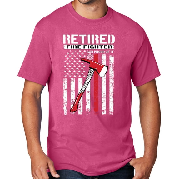 Men's Retired Firefighter with Axe T-shirt, Large Sangria