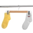 thumbnail image 4 of SONGMICS Juego de 12 Perchas de Madera para Pantalones, Perchas para Pantalones con Clips de Metal Ajustables, Gancho Giratorio 360°, para Pantalones, Faldas, 34 x 1,2 x 12,5 cm, Natural, 4 of 6