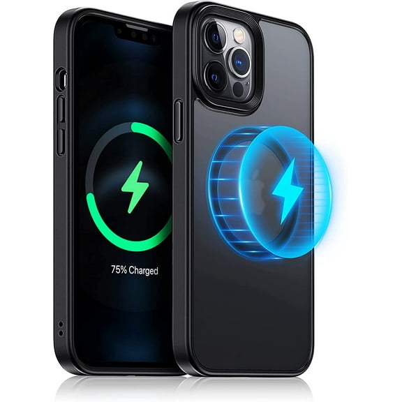 Meifigno Magnetic Case iPhone 13 Pro Max Case (6.7 Inch), [Compatible with MagSafe & Military Grade Protection], Translucent Matte Back with Soft Edge for iPhone 13 Pro Max-Black