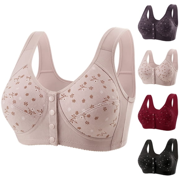 Dxzfnsa Women's Front Closure Racerback Bras Plus Size Full Coverage Supportive Underwire Plunge Unlined Bra (Pink,XXXXL)