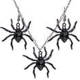 thumbnail image 2 of 3PCS Halloween Spider Shape Colgante, collar y aretes Set Cartoon Masquerade Costume Party Cosplay Accesorios de joyería (Plata, Negro), 2 of 6