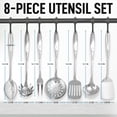 thumbnail image 2 of Stainless Steel Cooking Utensil Set -  Metal Kitchen Gadgets - Easy to Clean Tools - 8 Piece Set, 2 of 6