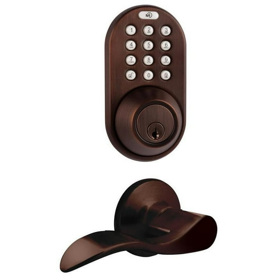 Keyless Entry Deadbolt and Lever Handle Door Lock Combo Pack with Electronic Digital Keypad Oil Rubbed Bronze