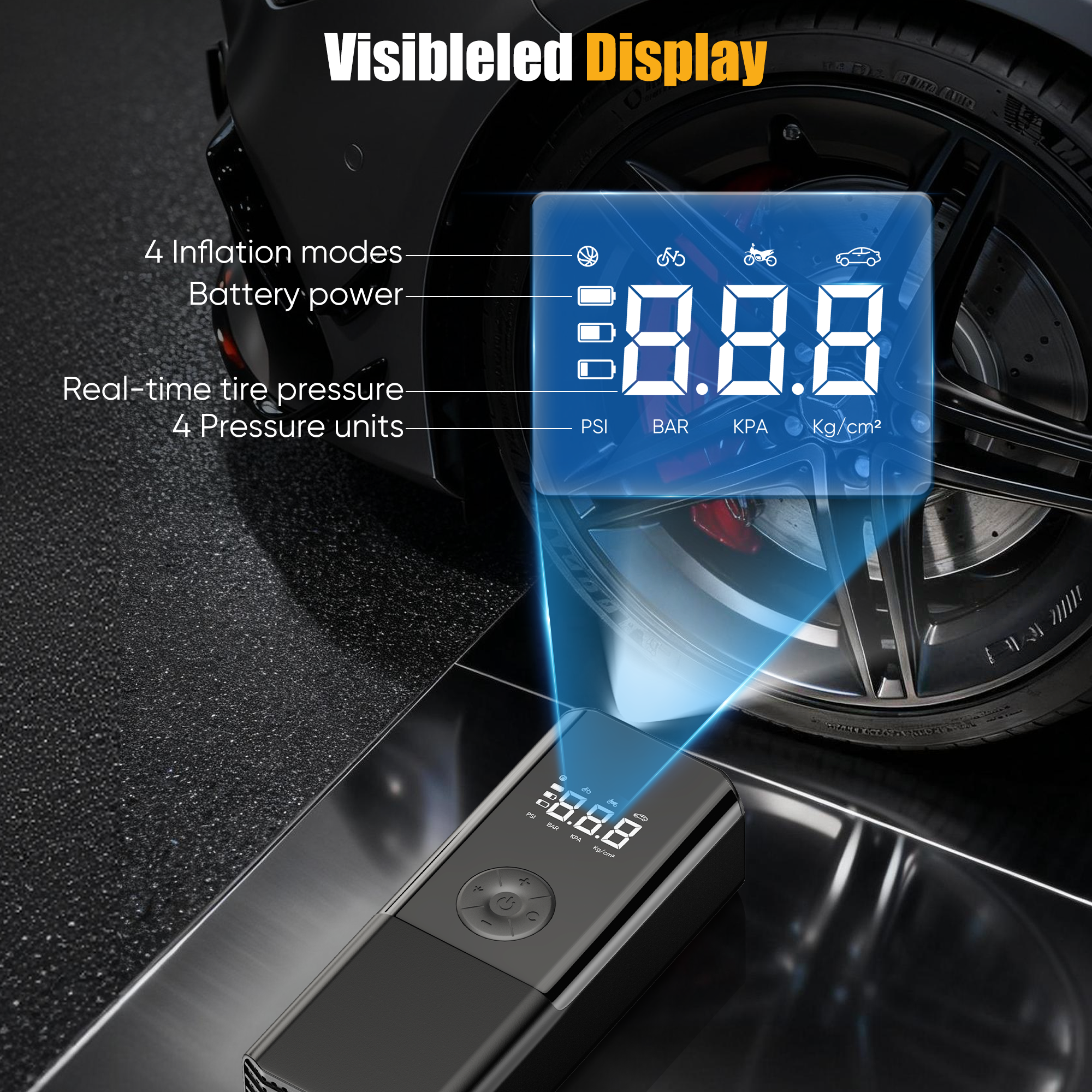 AOMBOO Cordless 150 PSI Tire Inflator with Battery photo 2