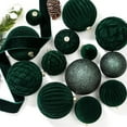 thumbnail image 6 of 36-Piece Flocked Christmas Ball Ornaments Set – 2.36" Green Suede Texture Holiday Tree Decorations – Assorted Shapes for Christmas Trees, Parties, Weddings, and Home Décor, 6 of 6