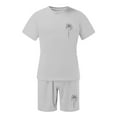 thumbnail image 4 of Men'S Beach Shorts Graphic Athletic T Shirt Casual Short Sleeve And Shorts Set Summer Loungewear Lightweight Tracksuit (Light Gray,2XL), 4 of 5