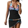 thumbnail image 1 of Women Sexy Tankini Swimsuits With Skirt 2 Piece Swimwear Color Block Bathing Suits, 1 of 6