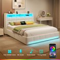 thumbnail image 4 of Greenstell Queen LED Storage Bed Frame - Charging Station, App Control, 1200LBS Capacity, White, 4 of 10
