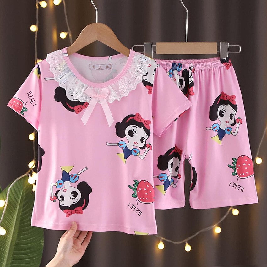 Ensemble De Pyjamas De Famille En Coton Imprimé De Dessins Animés