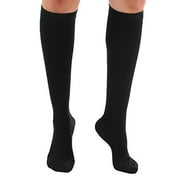 Mojo Compression Socks Unisex 15-20mmHg Travel Knee-Hi Stockings | Black - Large