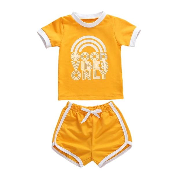 Summer Infant Baby Girls Letter Print Short Sleeve T Shirts Shorts Walmart Com Walmart Com