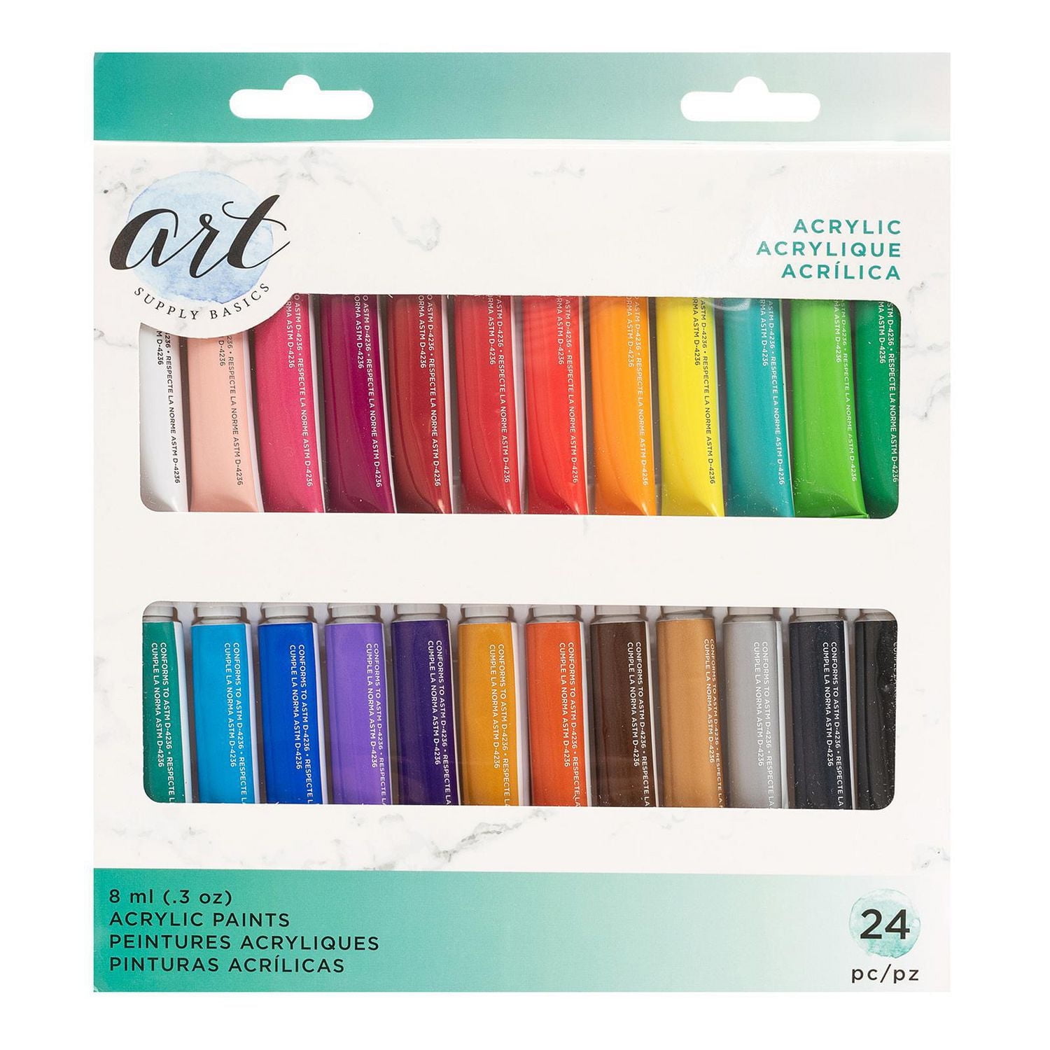 Art Supply Basics Peintures acryliques 24 pièces