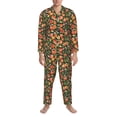 thumbnail image 4 of Mens Pajamas Set - Fruits Peach Comfy Long Sleeve Button Up Pajama Sets for Men 2 Piece, Soft Sleepwear Nightwear Pjs Lounge Sets for Men with Pockets, 4 of 5