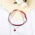 thumbnail image 3 of Yolev Choker Halsband Schwarz Rot Samt Halskette Klassische Samt Herz Halskette Geschichtet Verstellbare Halsband Damen Schmuck für Mädchen Gothic Choker Kette Schwarz Damen, 3 of 5
