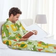 thumbnail image 6 of Salouo Cartoon Dinosaurs Print Button-Front Long Sleeve Pajama Set for Men, Soft 2Pjs Men's Long Sleeve Sleepwear-Medium, 6 of 7