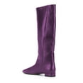 thumbnail image 4 of FSJ Women Almond Closed Toe Knee High Boots Flat Low Heel Stretchy Pull On Long Boots Comfort Fall Winter Walking Shoes Size 6 Purple, 4 of 4