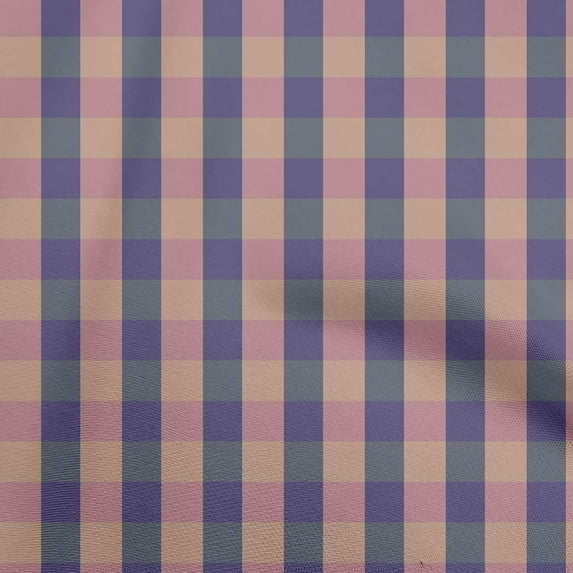oneOone Cotton Poplin Dusty Blue Fabric Check Diy Clothing Quilting Fabric Print Fabric By Yard 42 Inch Wide