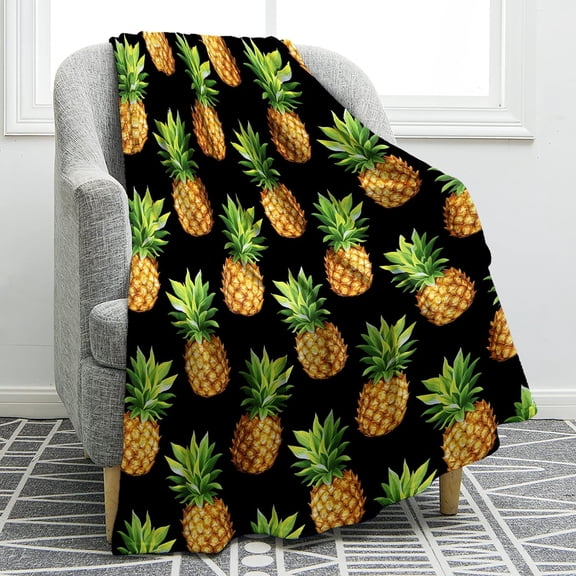 Pineapple Blanket Lightweight Cozy Warm Print Throw Blanket Kids Adult for Crib Bed Couch Chair Living Room Travel Outdoor 60"x80"