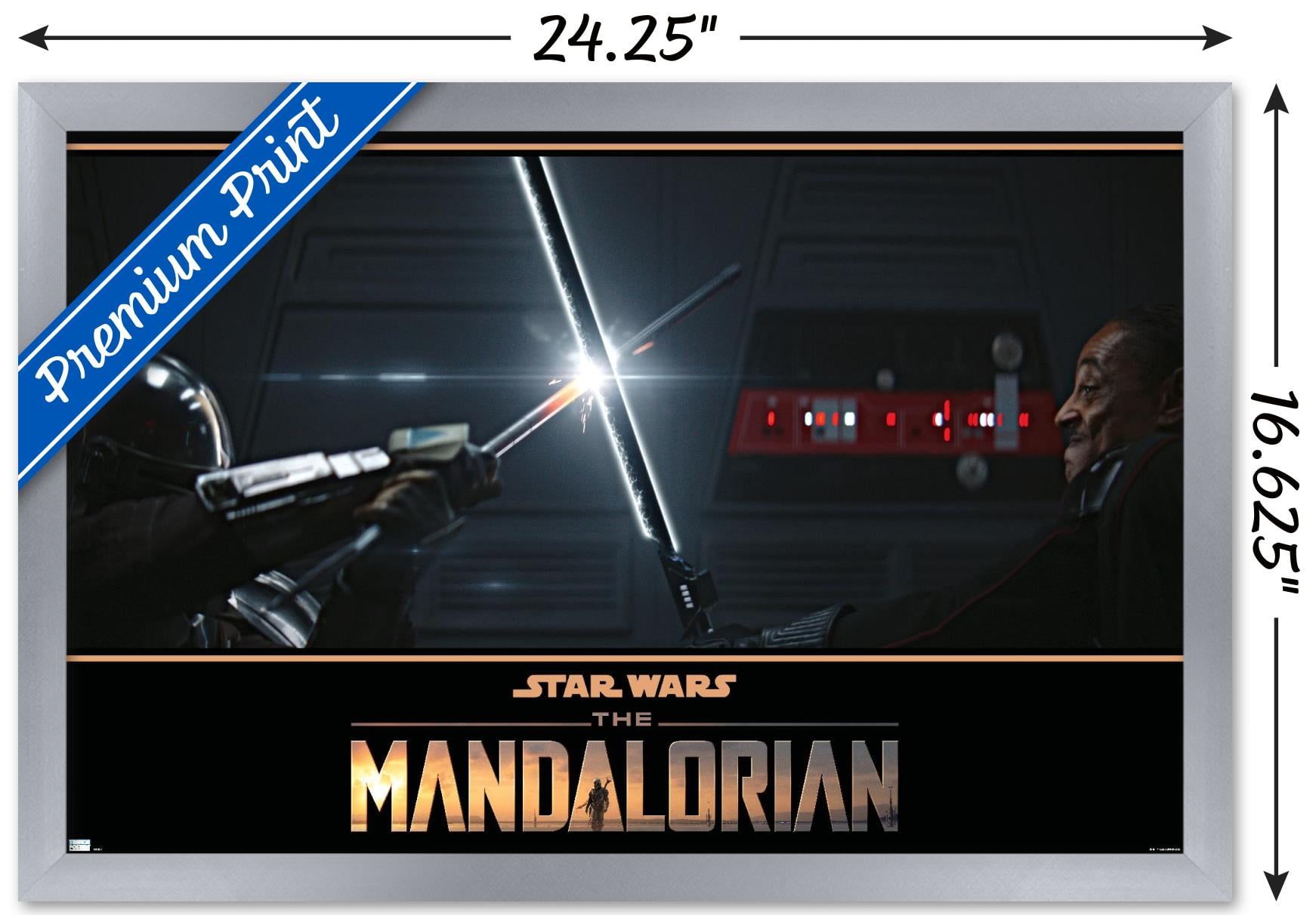Star Wars: The Mandalorian Season 2 - Din Djarin vs. Moff Gideon Wall Poster, 14.725" x 22.375", Framed