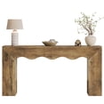 thumbnail image 4 of Fnova 63" Farmhouse Console Table with Wave Edge, Long Narrow Wood Entryway Table, Sofa Table for Living Room, Hallway, Behind Couch, Light Brown, 4 of 12