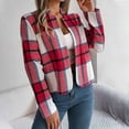 thumbnail image 7 of Women's Winter Oversize Plaid Red Winter Long-sleeved Casual Hoodless Coats XL, 7 of 7