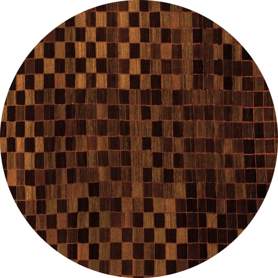 Ahgly Company Indoor Round Abstract Orange Modern Area Rugs, 4' Round