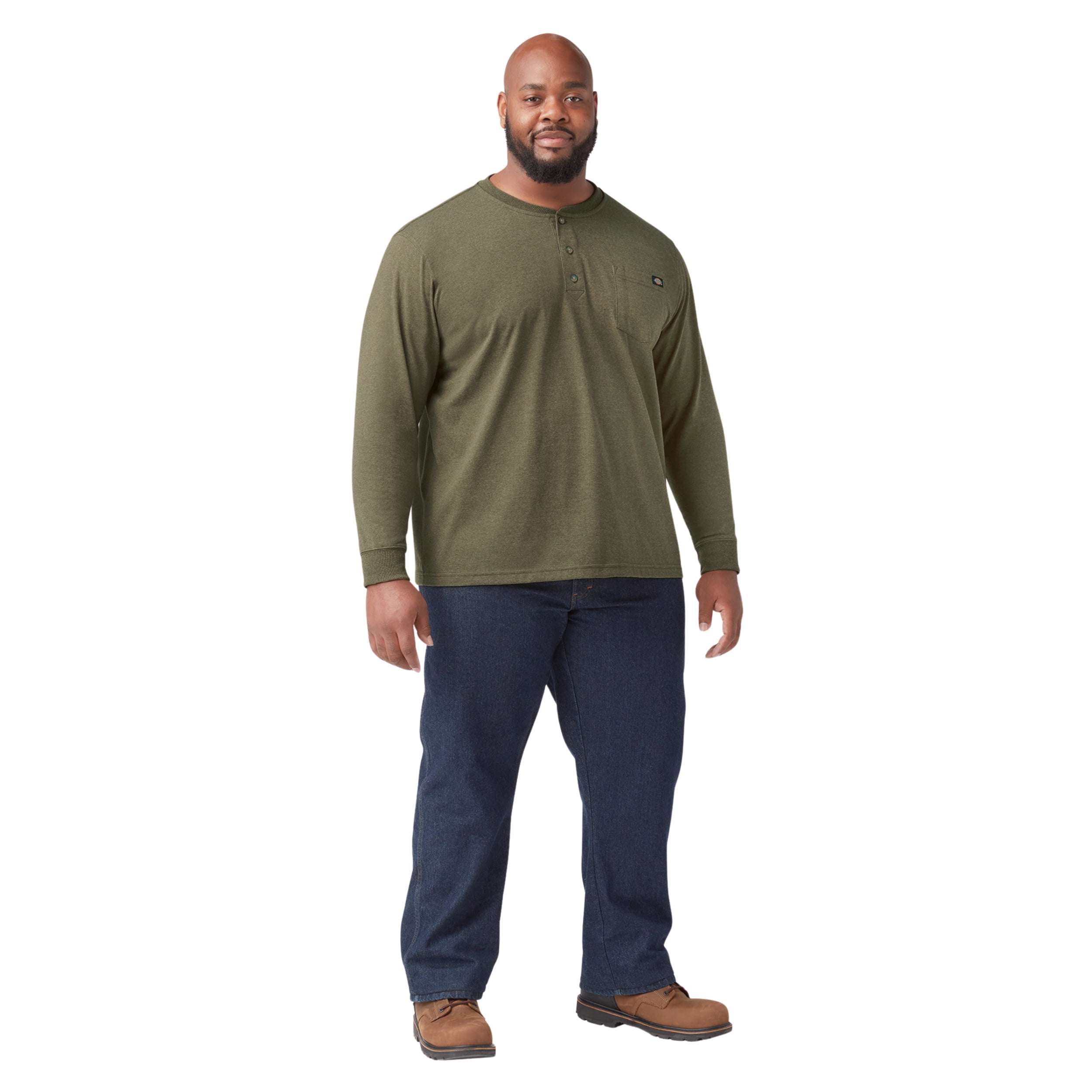 Dickies Men's and Big Men's Long Sleeve Heavyweight Henley T-Shirt