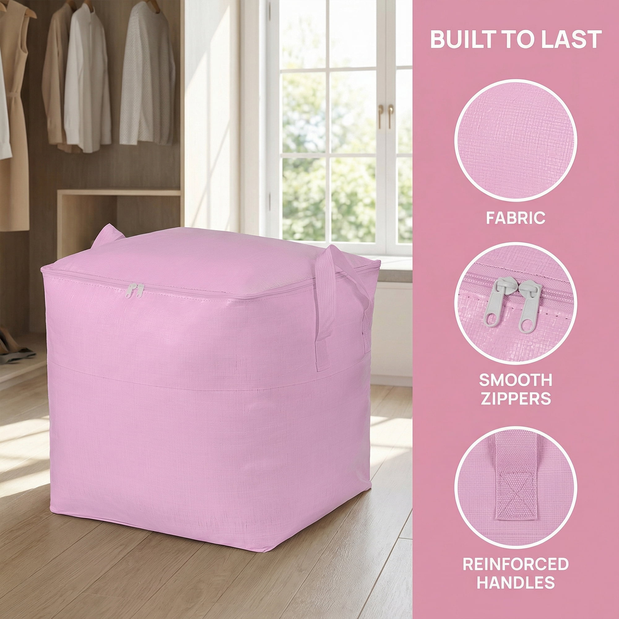 Unique Bargains Clothes Storage Bag with Handles Pink 23.6"x19.7"x23.6"