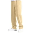 thumbnail image 4 of Men's Wide Leg Baggy Sweatpants - Cotton Open Bottom Joggers with Pockets, Casual Loose Fit Trousers Yellow 3XL, 4 of 6